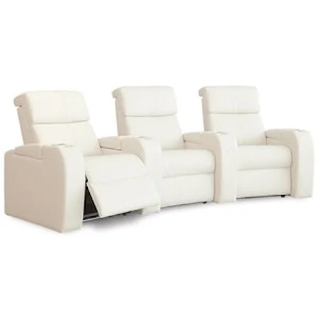 Home Theater Sectional with Power Headrests, LED Cup Holders, and Three Seats